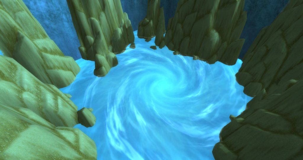 looking down the giant sinkhole of Stranglethorn